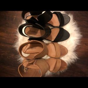 2 pairs of like new wedges.  1 in tan, 1 in black